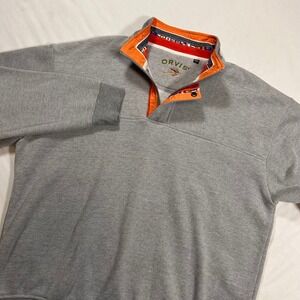 ORVIS Mens XL Quarter 1/4 Zip Pullover Sweatshirt  Gray‎ Mock Neck